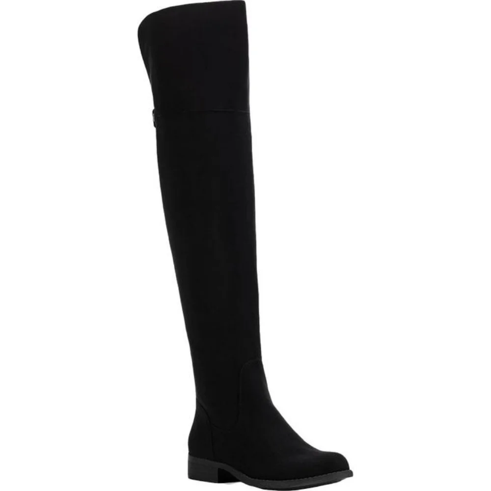 Sun and Stone Allicce Over the Knee Black Microsuede Boots